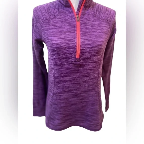 Cabela’s purple 1/4 zip contrast hot pink trim athletic top size medium - Picture 5 of 12